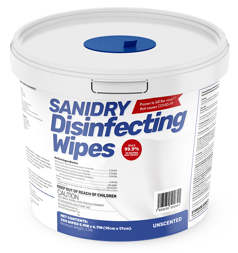 Sanidry - 300 wipes EPA alternative mockup bucket_281020